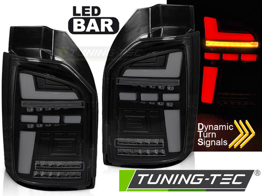 Tuning-Tec Voll LED Lightbar Rückleuchten für VW T6 15-19 und T6.1 20+ schwarz/rauch mit dynamischen Blinker (für Heckklappe)