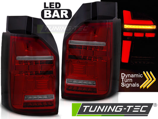 Tuning-Tec Voll LED Lightbar Rückleuchten für VW T6.1 20+ rot/rauch mit dynamischen Blinker (für Heckklappe)