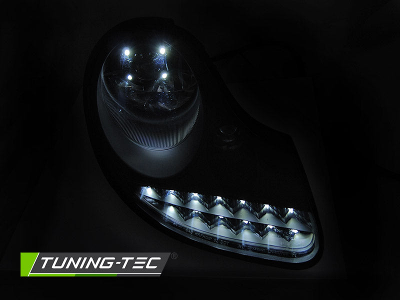 Tuning-Tec LED Tagfahrlicht Scheinwerfer für Porsche Boxster 986 / 911 996 96-04 schwarz matt