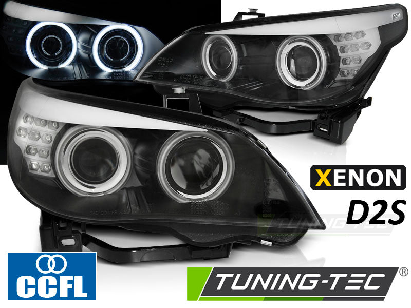 Tuning-Tec Xenon D2S CCFL Angel Eyes Scheinwerfer für BMW 5er E60/E61 03-05 schwarz