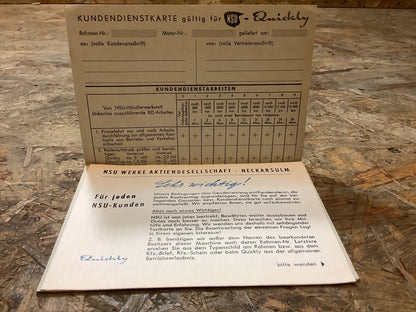 NSU Kundendienst-Karte