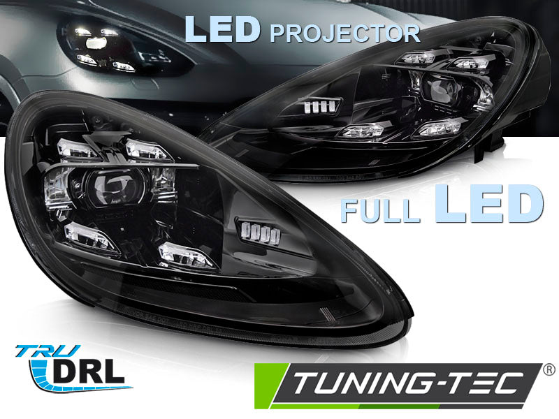 Tuning-Tec Voll LED Tagfahrlicht Scheinwerfer für Porsche Cayenne 92A 10-15 schwarz