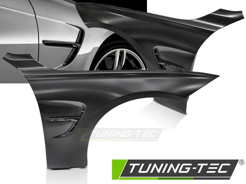 Tuning-Tec Kotflügel Vorn (links+rechts) für BMW 4er F32 / F33 /F36 13-19 mit Lufteinlässen Hochglanz schwarz