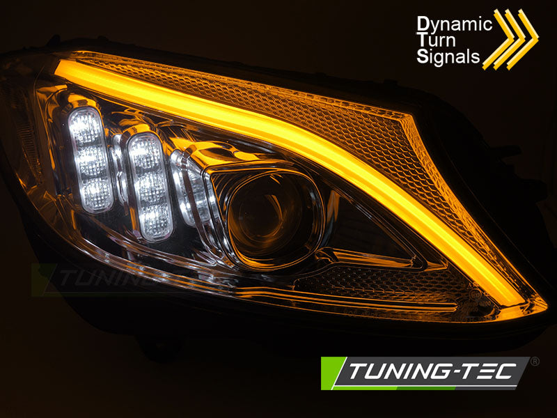 Tuning-Tec LED Tagfahrlicht Scheinwerfer für Mercedes Benz C-Klasse W205 14-18 chrom mit dyn. Blinker