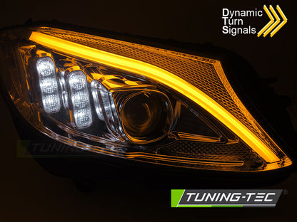 Tuning-Tec LED Tagfahrlicht Scheinwerfer für Mercedes Benz C-Klasse W205 14-18 chrom mit dyn. Blinker