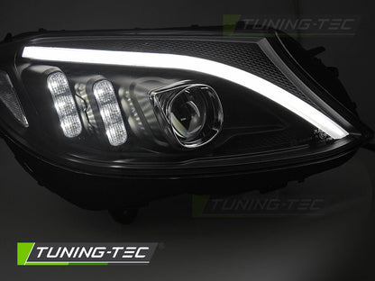 Tuning-Tec LED Tagfahrlicht Scheinwerfer für Mercedes Benz C-Klasse W205 14-18 schwarz mit dyn. Blinker