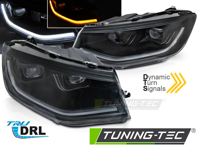 Tuning-Tec Voll LED Tagfahrlicht Scheinwerfer Set für VW Caddy V/5 (SB) 20+ schwarz mit dyn. Blinker