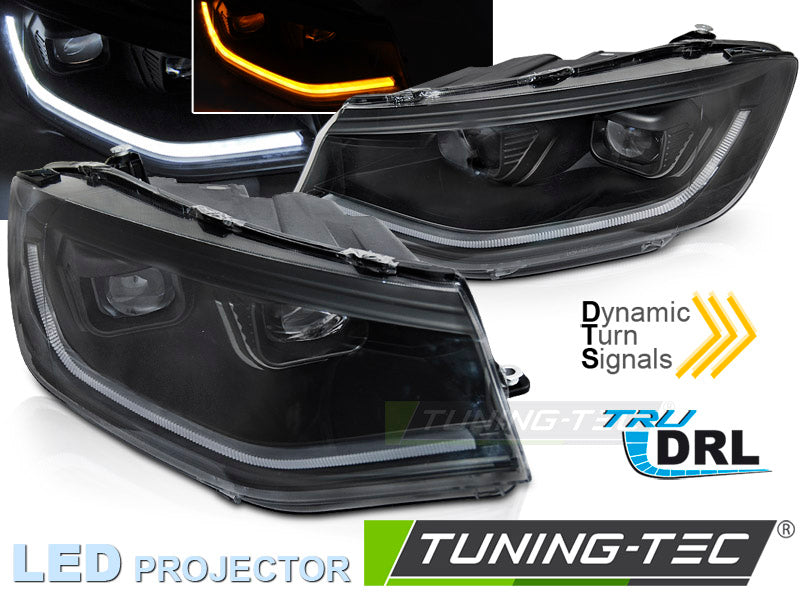 Tuning-Tec Voll LED Tagfahrlicht Scheinwerfer Set für VW Caddy V/5 (SB) 20+ schwarz mit dyn. Blinker