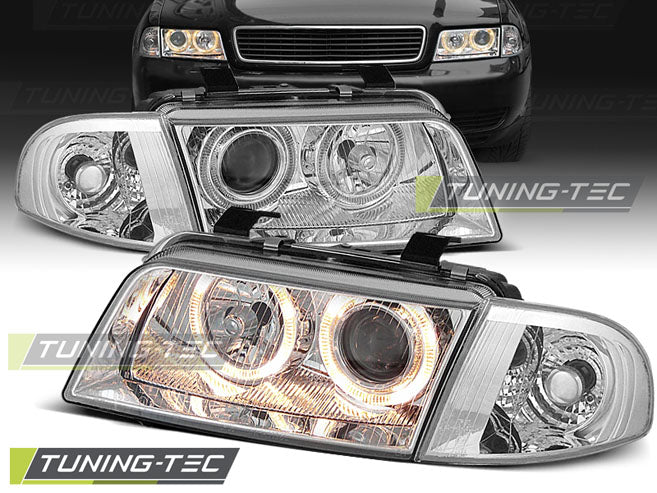Tuning-Tec Angel Eyes Scheinwerfer für Audi A4 B5 94-98 chrom