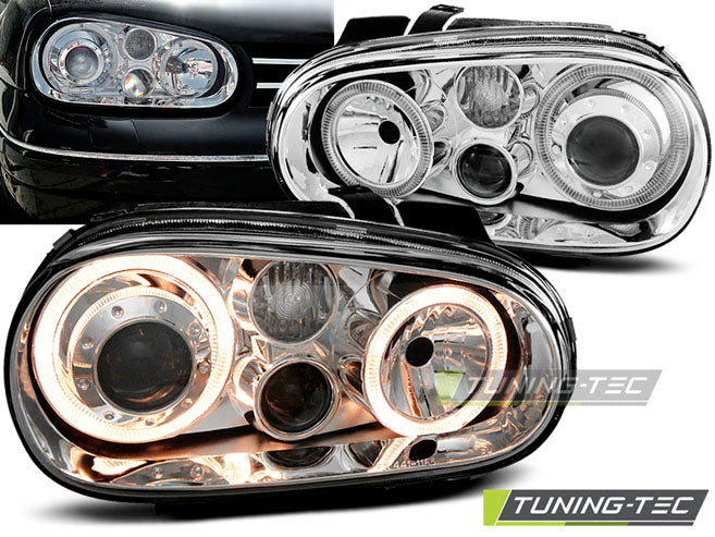 Tuning-Tec Angel Eyes Scheinwerfer für VW Golf 4 97-03 chrom
