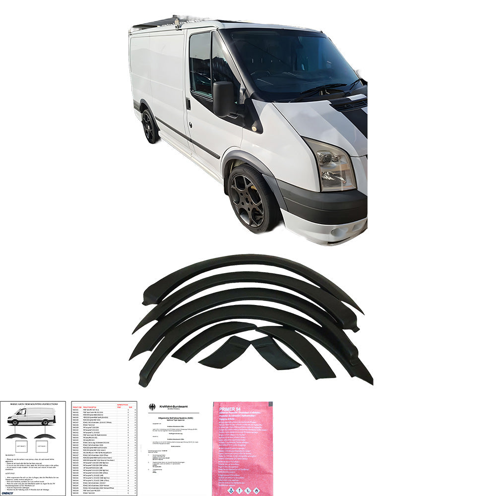 Radhausverkleidungen passend für FORD Transit MK7 2007-2013 mit ABE TÜV Matt Schwarz