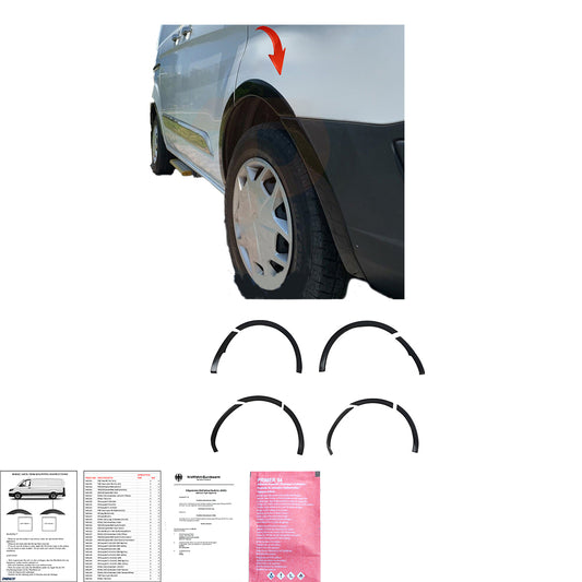 Radhausverkleidungen passend für FORD Transit Custom MK1 2012-2018 (Hochglanz Schwarz) mit ABE TÜV