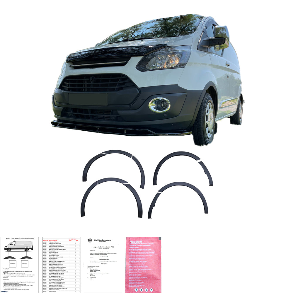 Radhausverkleidungen passend für FORD Transit Custom MK1 2012-2018 mit ABE TÜV Matt Schwarz