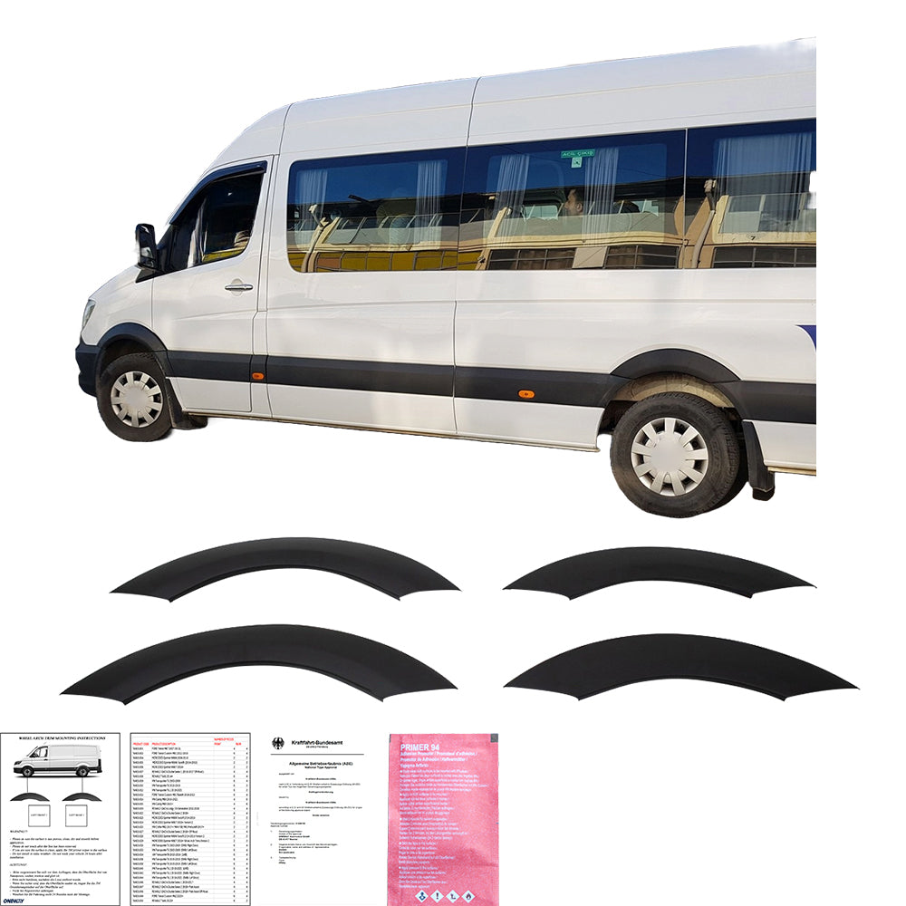 Radhausverkleidungen passend für MERCEDES Sprinter W906 Facelift 2014-2018 mit ABE TÜV Matt Schwarz
