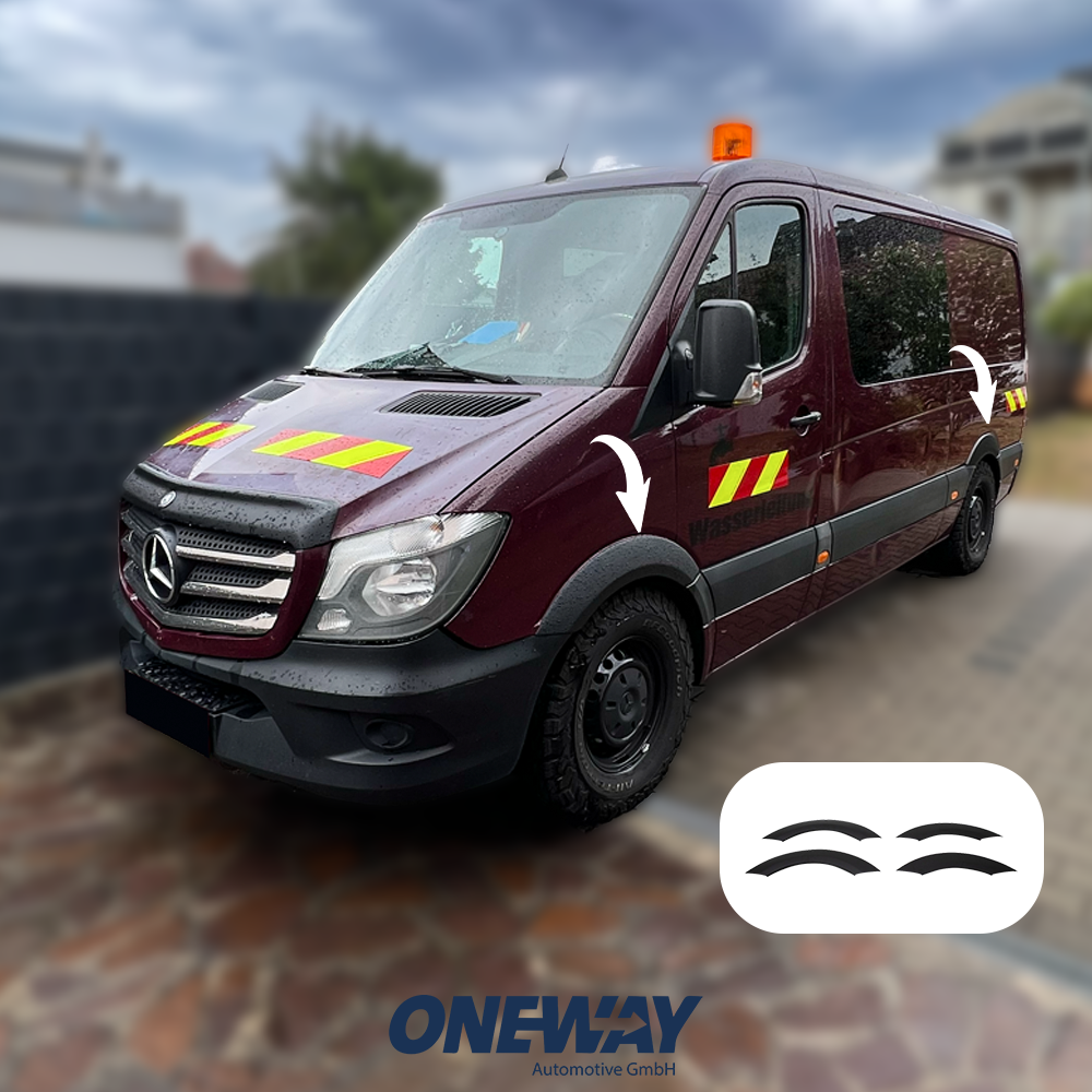 Radhausverkleidungen passend für MERCEDES Sprinter W906 Facelift 2014-2018 mit ABE TÜV Matt Schwarz