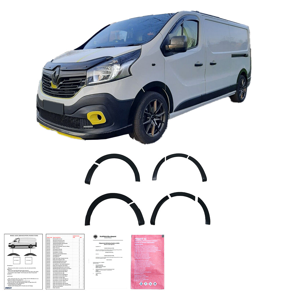 Radlaufverkleidungen passend für Renault Trafic X82 2014-2018 LWB v2 mit ABE TÜV Hochglanz Schwarz