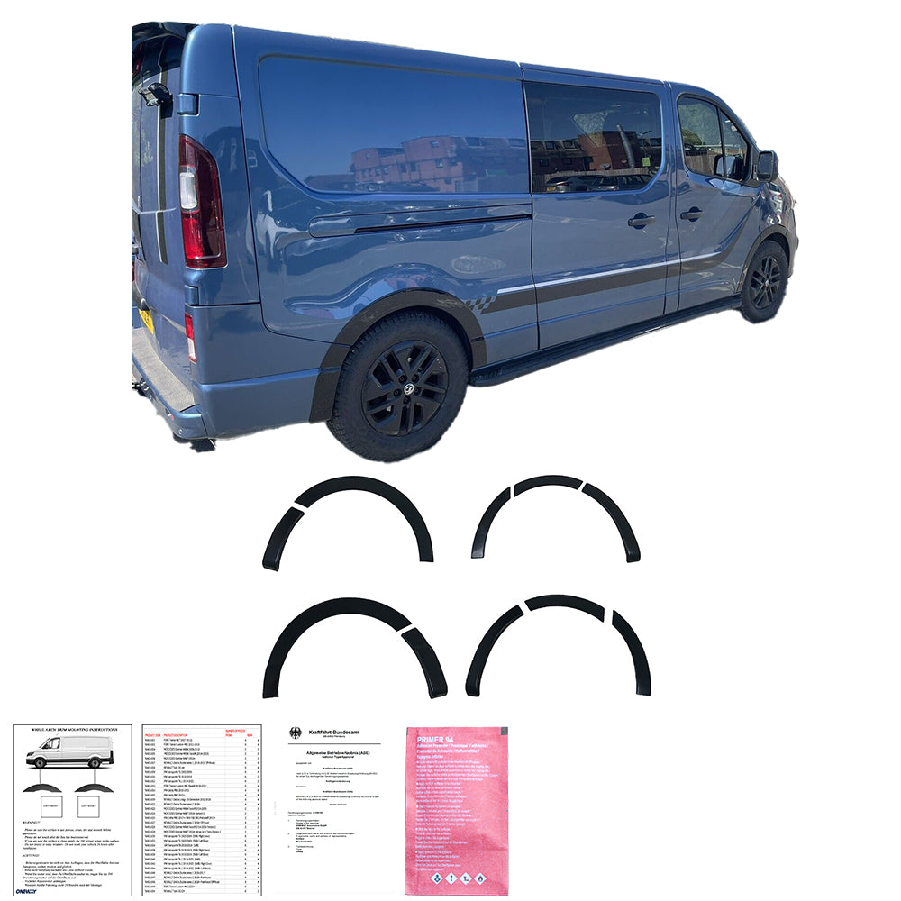 Radlaufverkleidungen passend für Renault Trafic X82 2014-2018 LWB v2 mit ABE TÜV Hochglanz Schwarz