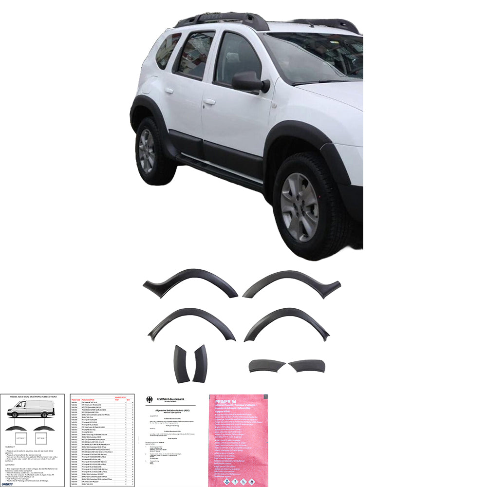 Radlaufverkleidungen passend für DACIA Duster Serie 1 2010-2017 mit ABE TÜV Matt Schwarz