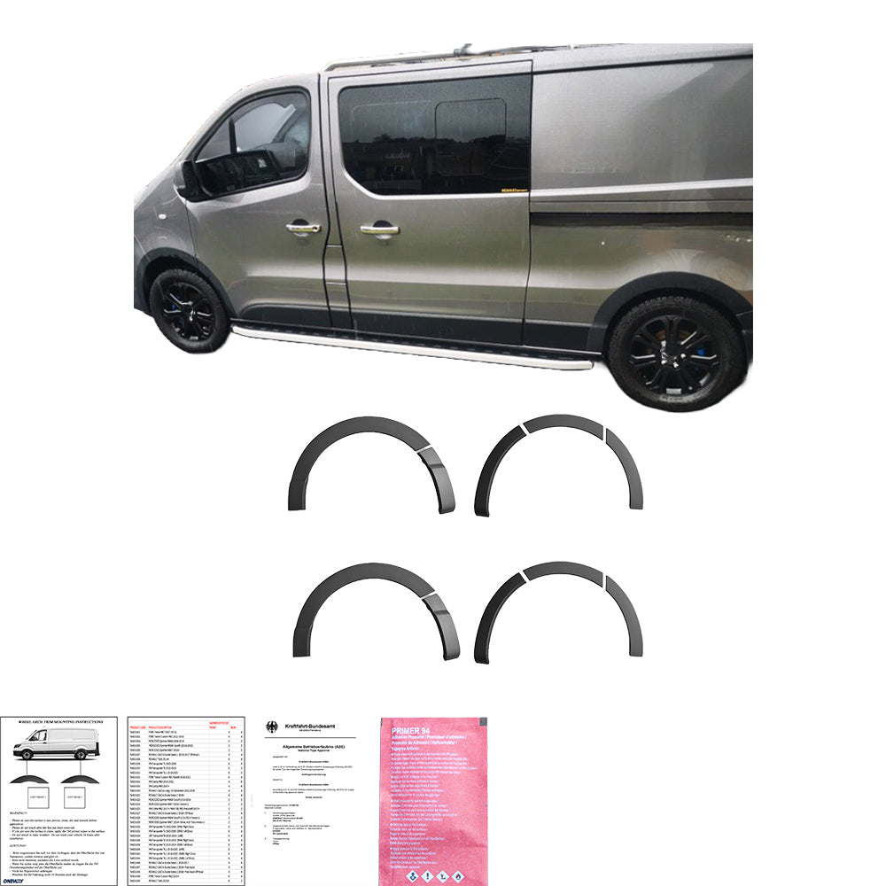 Radlaufverkleidungen passend für Renault Trafic X82 2014-2018 LWB mit ABE TÜV Matt Schwarz