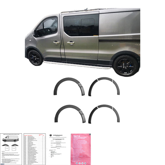 Radlaufverkleidungen passend für Renault Trafic X82 2014-2018 LWB mit ABE TÜV Matt Schwarz