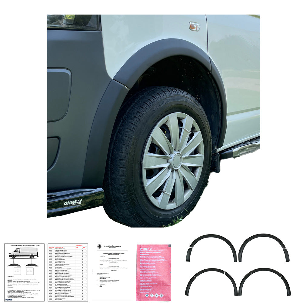 Radlaufverkleidungen passend für VW Transporter T5 - T5.1 2003-2015 mit ABE TÜV Matt Schwarz