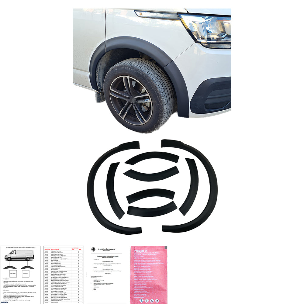 Radlaufverkleidungen passend für VW Transporter T6.1 2019-2022 mit ABE TÜV Matt Schwarz