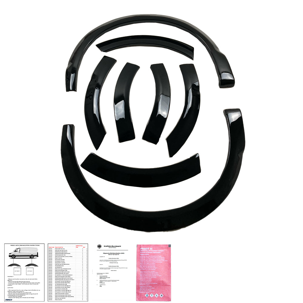 Radlaufverkleidungen passend für VW Transporter T6.1 2019-2021 (Hochglanz Schwarz) mit ABE TÜV
