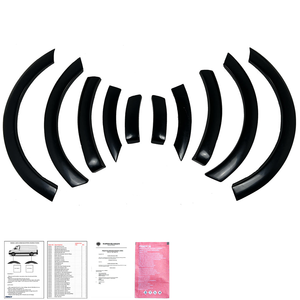Radlaufverkleidungen passend für VW Caddy MK4 2015-2021 (Hochglanz Schwarz) mit ABE TÜV