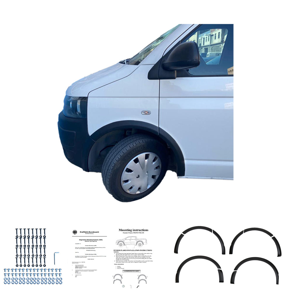 Radlaufverkleidungen passend für VW Transporter T5 - T5.1 2003-2015 (SWB / Rechte Tür) mit ABE TÜV Matt Schwarz