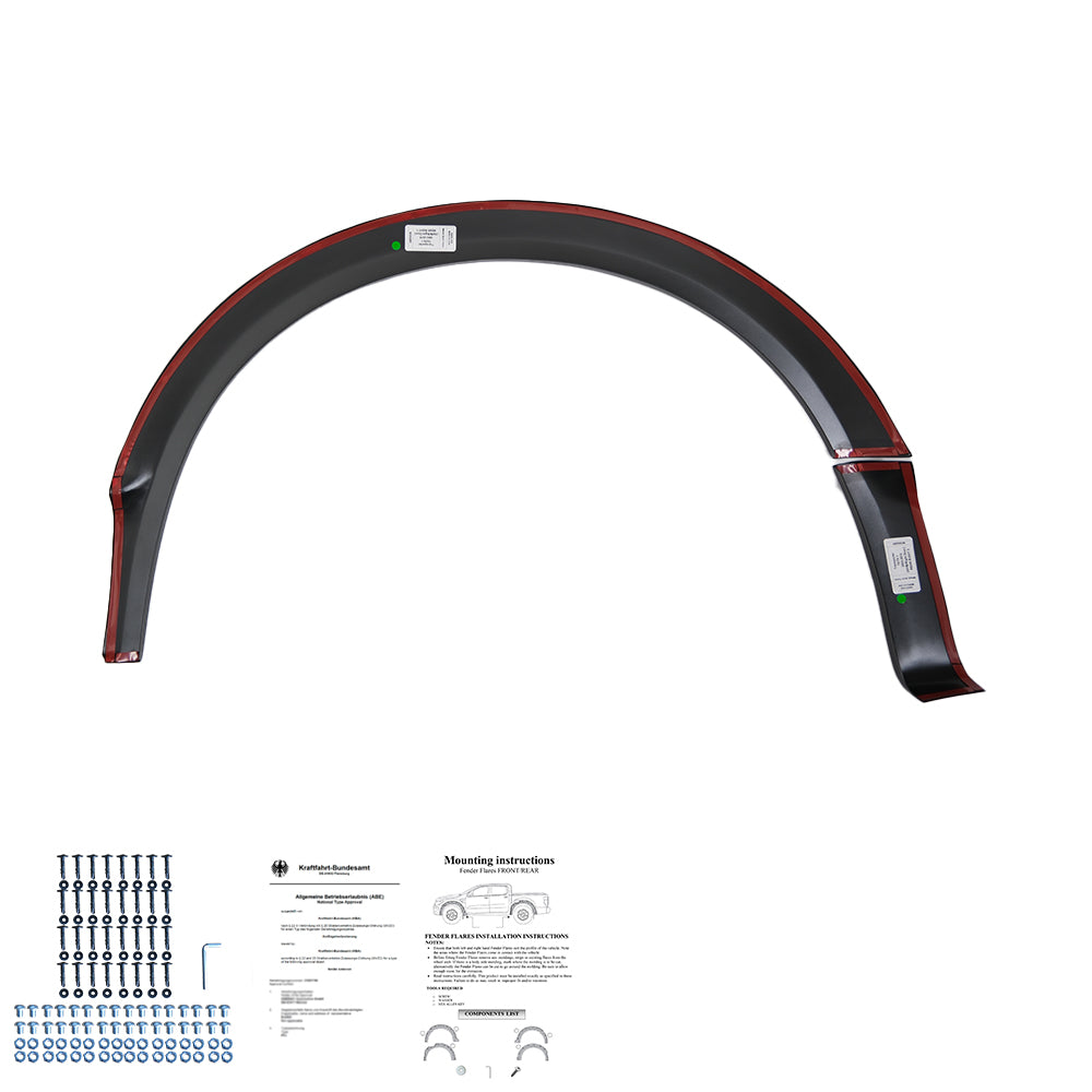 Radlaufverkleidungen passend für VW Transporter T5 - T5.1 2003-2015 (SWB / Rechte Tür) mit ABE TÜV Matt Schwarz