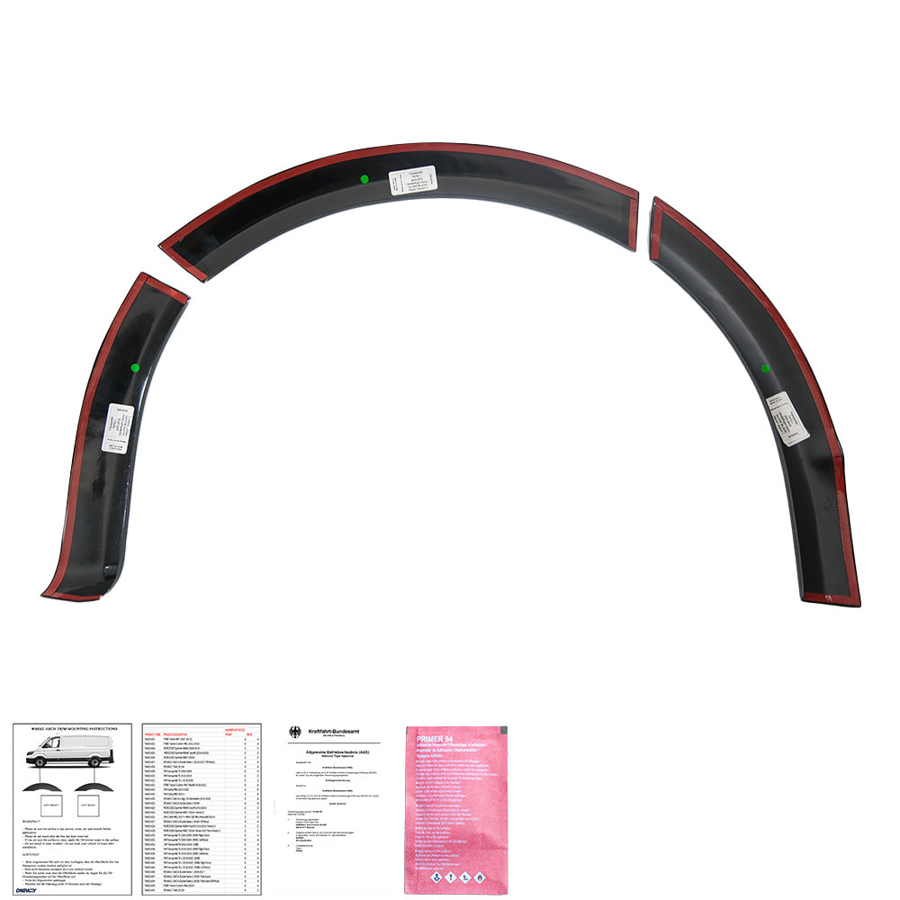 Radlaufverkleidungen passend für VW Transporter T5 - T5.1 2003-2015 (SWB / Rechte Tür) mit ABE TÜV (Hochglanz Schwarz)