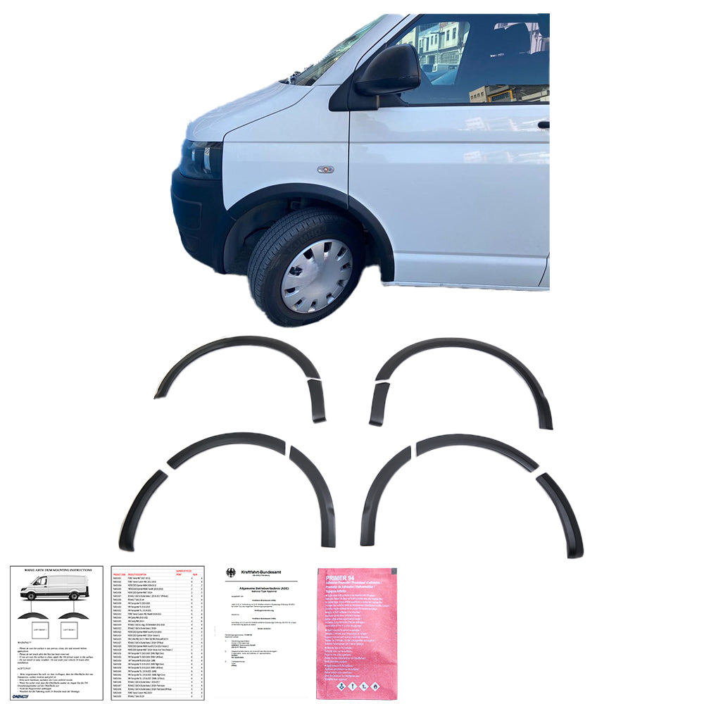 Radlaufverkleidungen passend für VW Transporter T5 - T5.1 2003-2015 (SWB / Linke Tür) mit ABE TÜV Matt Schwarz
