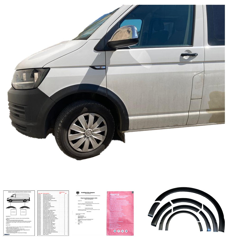 Radlaufverkleidungen passend für VW Transporter T6 2015-2019 (LWB) mit ABE TÜV Matt Schwarz
