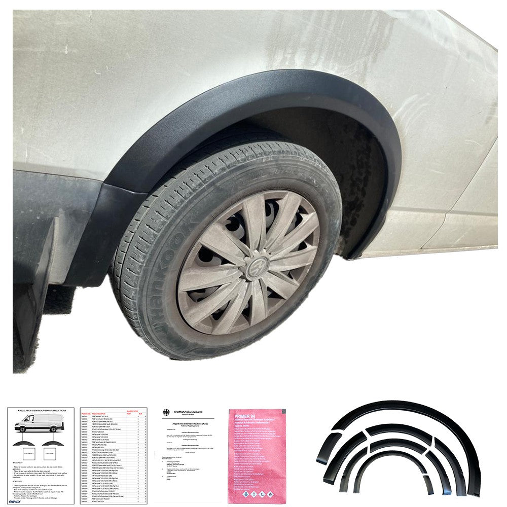 Radlaufverkleidungen passend für VW Transporter T6 2015-2019 (LWB) mit ABE TÜV Matt Schwarz