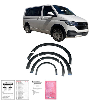 Radlaufverkleidungen passend für VW Transporter T6.1 2019-2021 (Kurze Radstand / Rechte Tür) mit ABE TÜV Matt Schwarz