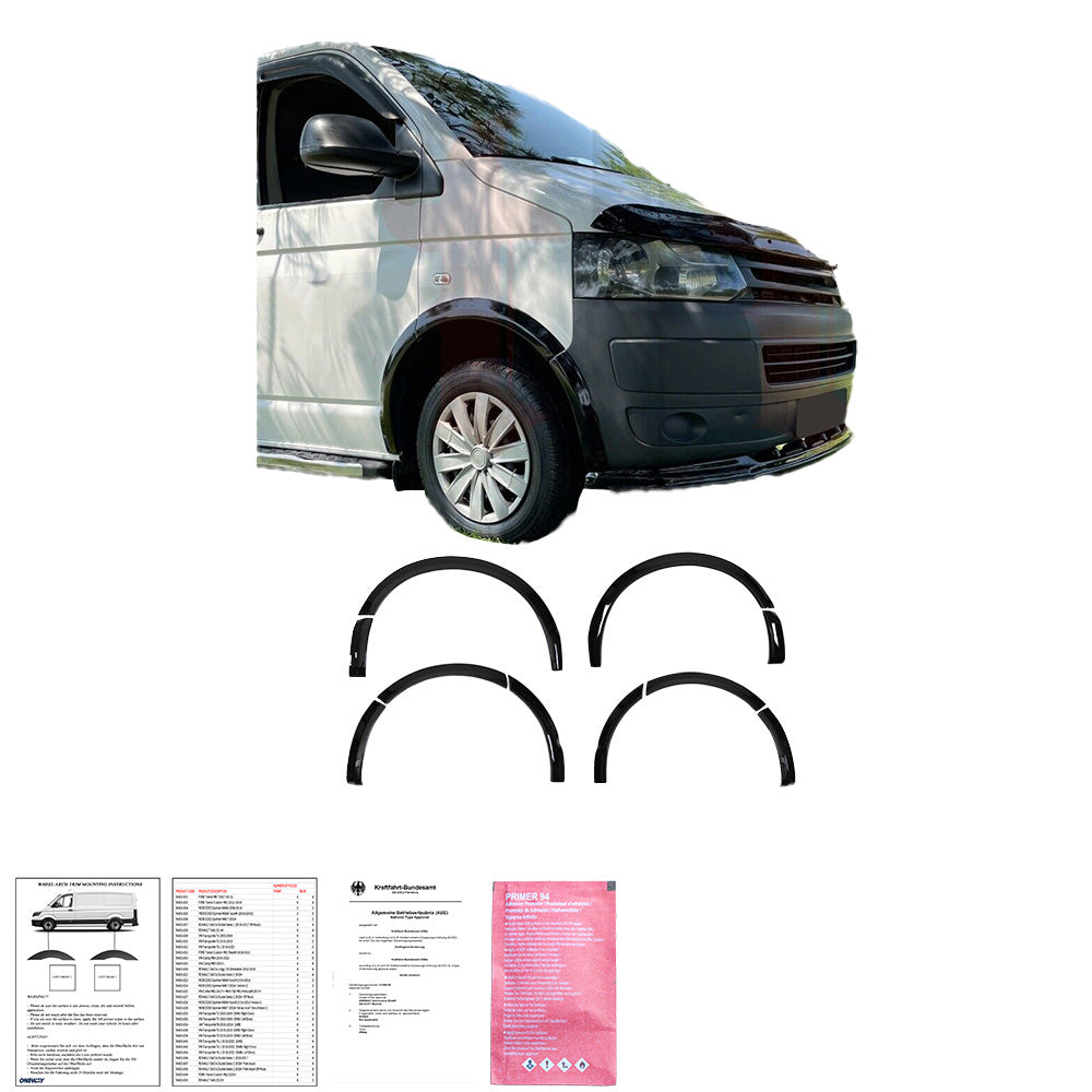 Radlaufverkleidungen passend für VW Transporter T5 - T5.1 2003-2015 Hochglanz Schwarz mit ABE TÜV