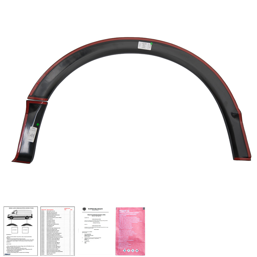 Radlaufverkleidungen passend für VW Transporter T5/T5.1 2003-2015 LWB mit ABE TÜV (Hochglanz Schwarz)