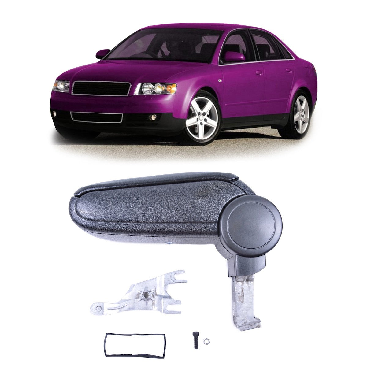 Armlehne PU-Leder Schwarz mit Stauraum passend für Audi A4 B6 B7 2000-2008