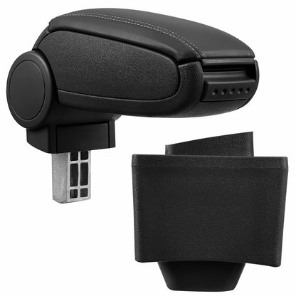 Schwarzer PU-Leder Armlehne mit Stauraum passend für Audi A3 (8L) 1996-2003