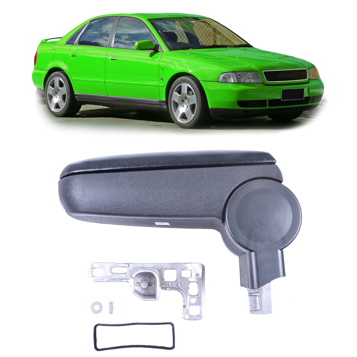 Schwarzer PU-Leder Armlehne mit Stauraum passend für Audi A4 B5 (8D) 1996-2000