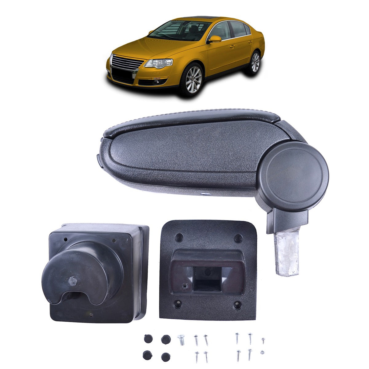 Armlehne mit Stauraum PU-Leder Schwarz passend für VW Passat B6 2005-2010