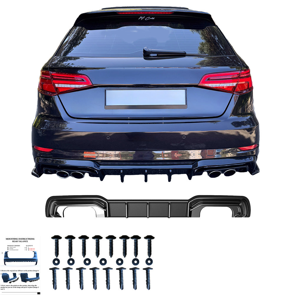 BK12.029 - Bodykit passend für AUDI S3 Sportback 8V Facelift 2016-2019 Hochglanz Schwarz