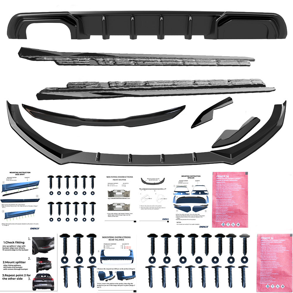 BK12.041-1 - Body Kit passend für Audi A3 8V Facelift Limousine 2016-2020 (Runder Doppelauspuff links)