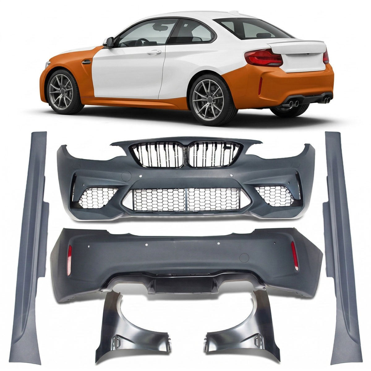 Sport-Karosserie-Kit Stoßstange und Kotflügel passend für BMW 2er F22 F23 2013-2020
