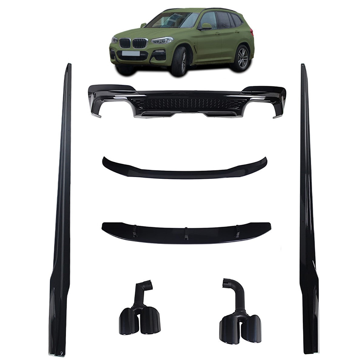 Bodykit Stoßstangen-Set Hochglanz Schwarz passend für BMW X3 G01 2017-2021