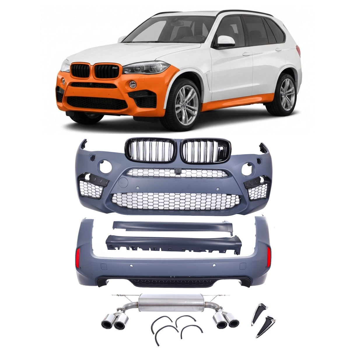 Karosserie-Kit Stoßstangen-Set mit Auspufftopf passend für BMW X5 (F15) 2013-2018