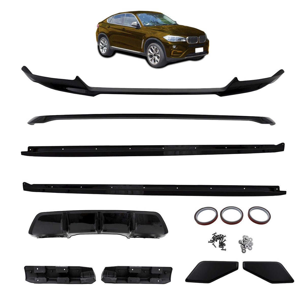 Hochglanz Schwarz Sport Bodykit Set passend für BMW X6 (F16) 2014-2019