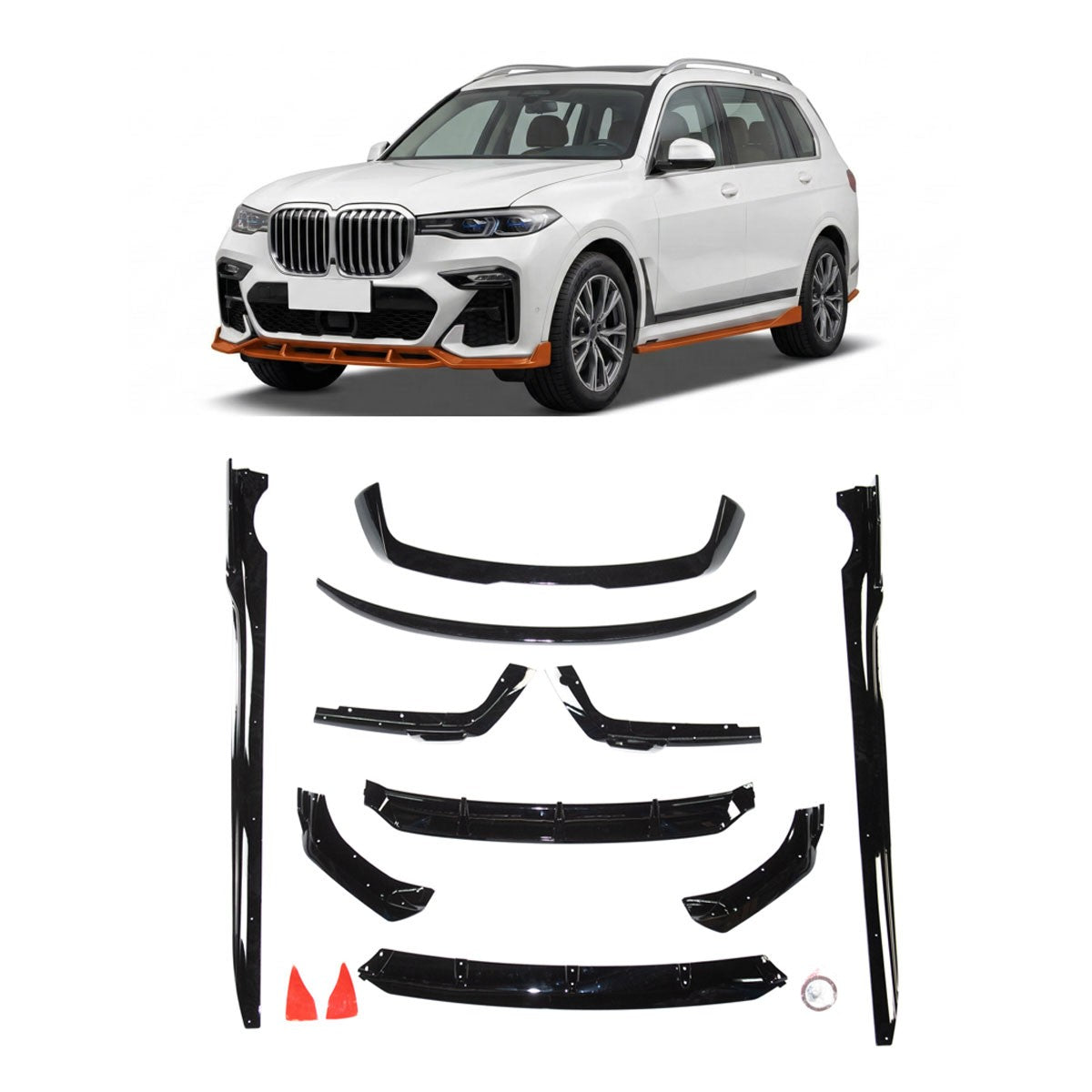 Hochglanz Schwarz Bodykit Spoiler Set passend für BMW X7 G07 2019-2022