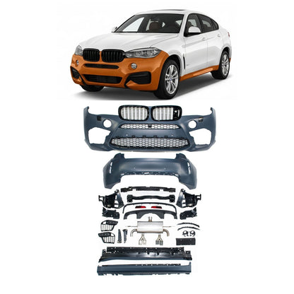Sport Bodykit Stoßstangen Set mit Auspuff passend für BMW X6 (F16) 2014-2019