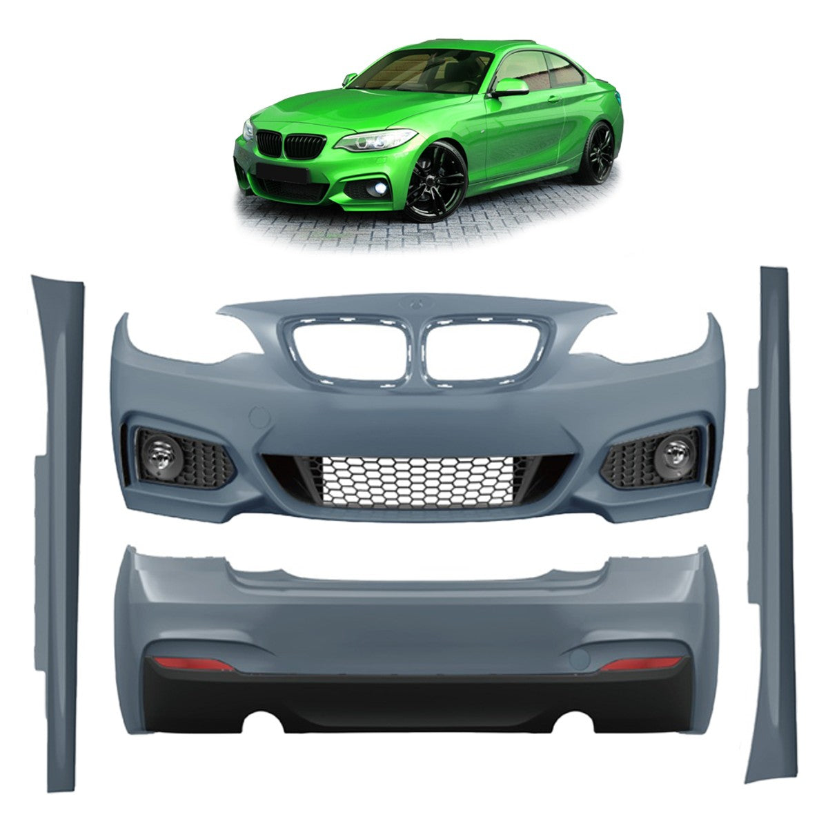 Sport Bodykit Stoßstangen Set PDC SRA passend für BMW 2er F22 F23 2012-2020
